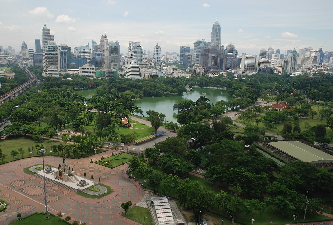 Aerial view of Lumphini Park