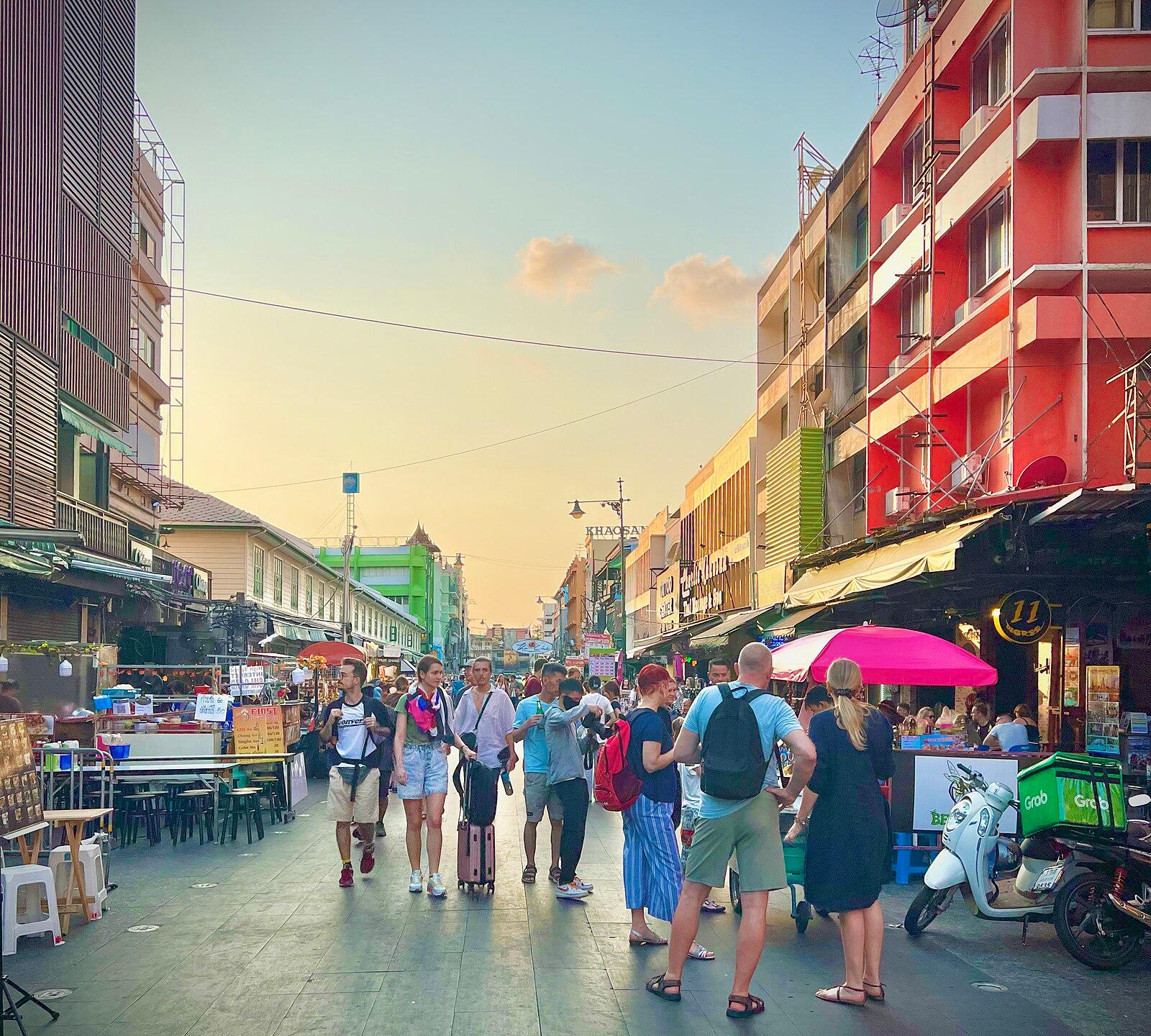 Bangkok, Thailand, March 2023 Thanon Khao San (Khaosan Road)